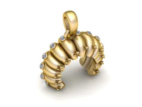 Golden Floral Crown Pendant 3D Printable Model 3D Print Model