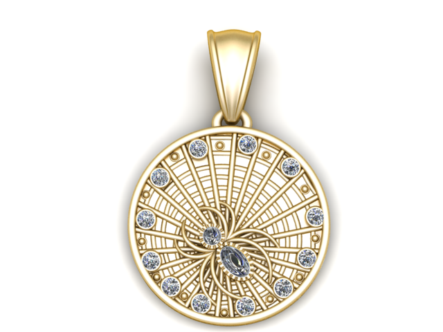 Radiant Swirl Sunburst Anhänger 3D-druckbares Modell 3D Druckmodell .c4d .max .obj .3ds .fbx .stl .blend 