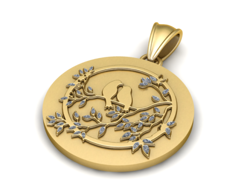 ゴールデン ラブ バード ブランチ ペンダント 3D 印刷可能モデル 3Dプリントモデル