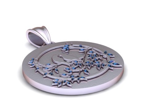 ゴールデン ラブ バード ブランチ ペンダント 3D 印刷可能モデル 3Dプリントモデル