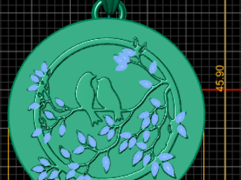 ゴールデン ラブ バード ブランチ ペンダント 3D 印刷可能モデル 3Dプリントモデル