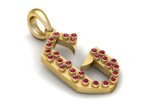 文字 G ペンダント 3D 印刷可能モデル 3Dプリントモデル