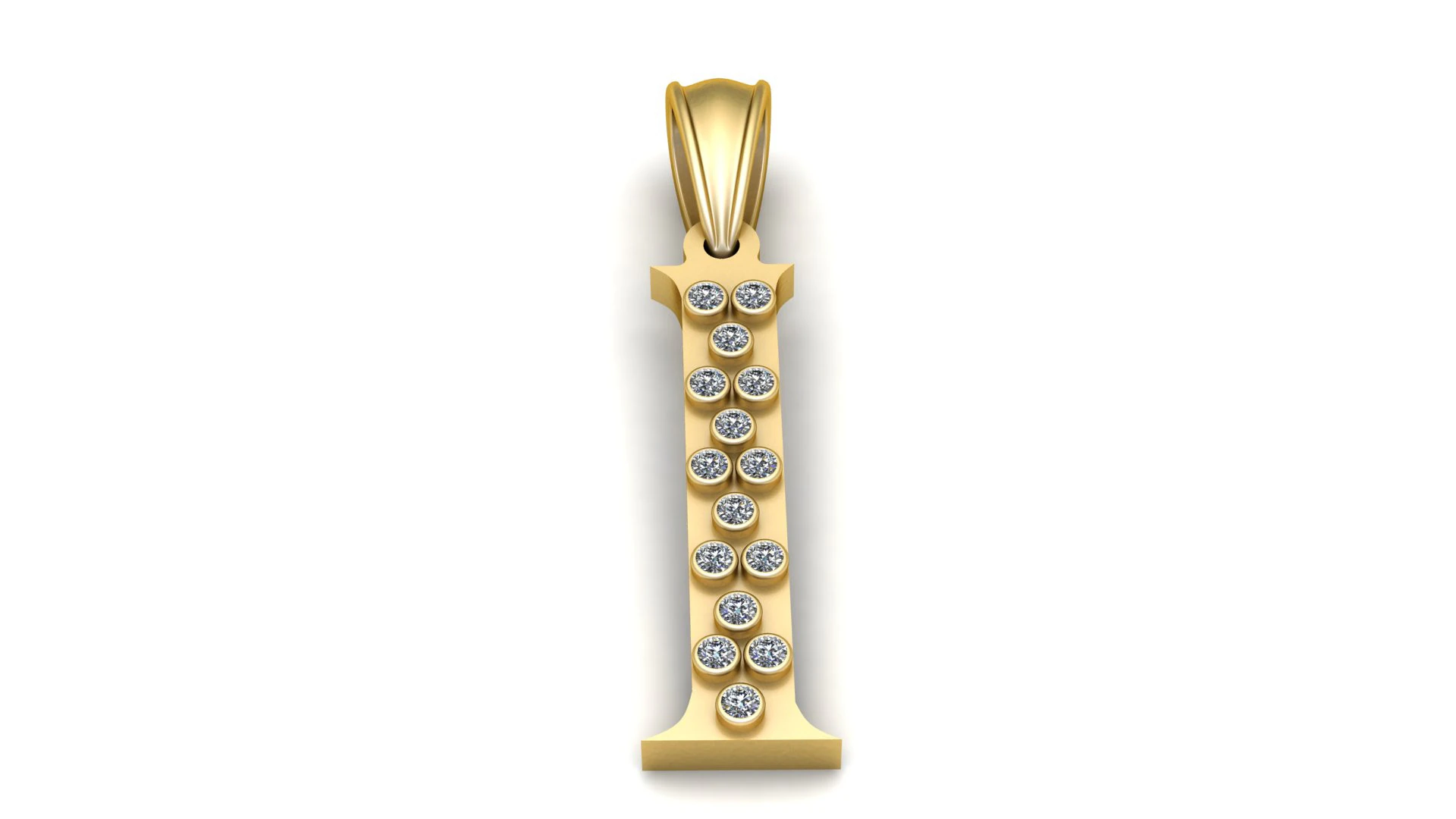 Letter I Pendant 3D Printable Model 3D Print Model .c4d .max .obj .3ds .fbx .stl .blend