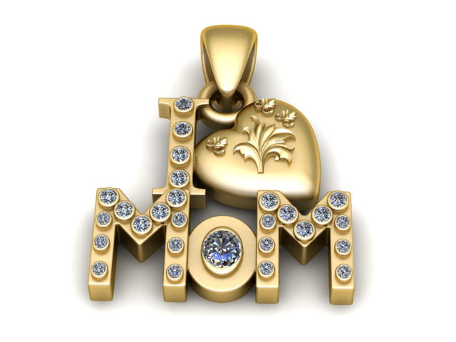 MOM Heart Pendant 3D Printable Model 3D Print Model .c4d .max .obj .3ds .fbx .stl .blend