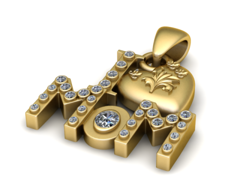 MOM Kalp Kolye 3D Yazdırılabilir Model 3D Baskı Modeli