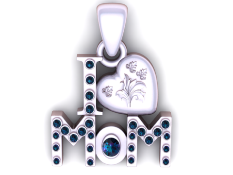 MOM Kalp Kolye 3D Yazdırılabilir Model 3D Baskı Modeli