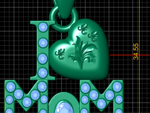 MOM Kalp Kolye 3D Yazdırılabilir Model 3D Baskı Modeli