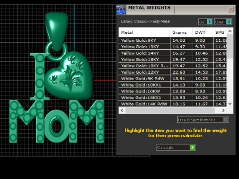 MOM Kalp Kolye 3D Yazdırılabilir Model 3D Baskı Modeli