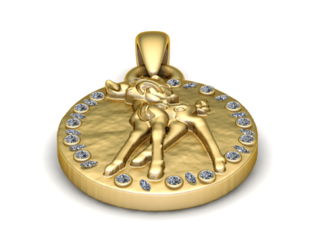 可爱的鹿奖章吊坠 3D 打印模型 3D 打印模型