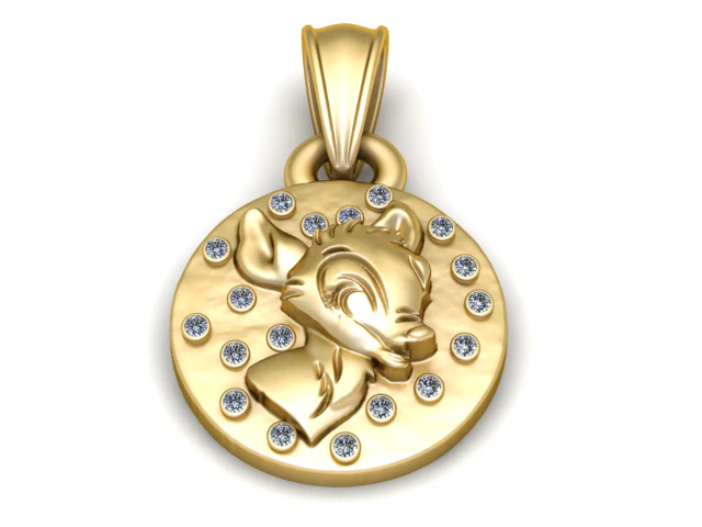 Cute Baby Deer Face Medallion Pendant 3D Printable Model 3D Print Model .c4d .max .obj .3ds .fbx .stl .blend 