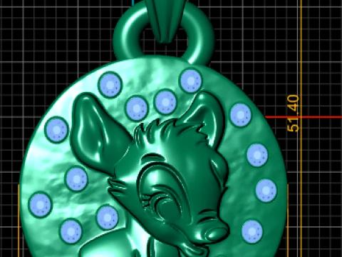 Cute Baby Deer Face Medallion Pendant 3D Printable Model 3D Print Model