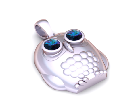 金色猫头鹰吊坠 3D 打印模型 3D 打印模型