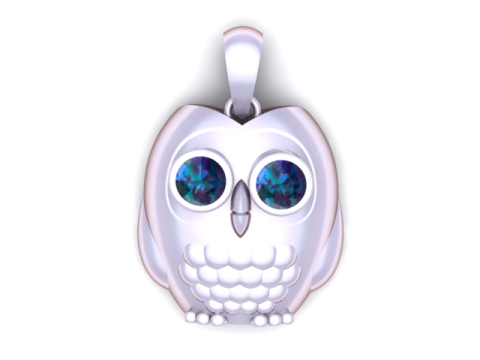 金色猫头鹰吊坠 3D 打印模型 3D 打印模型