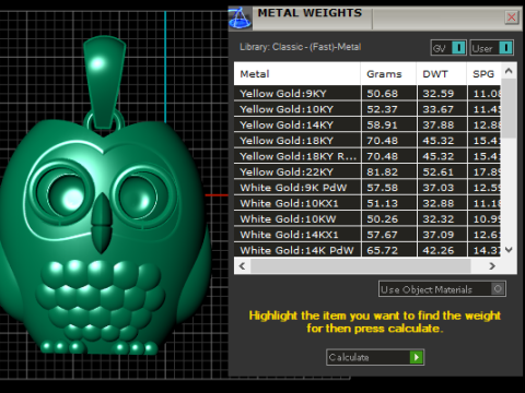金色猫头鹰吊坠 3D 打印模型 3D 打印模型