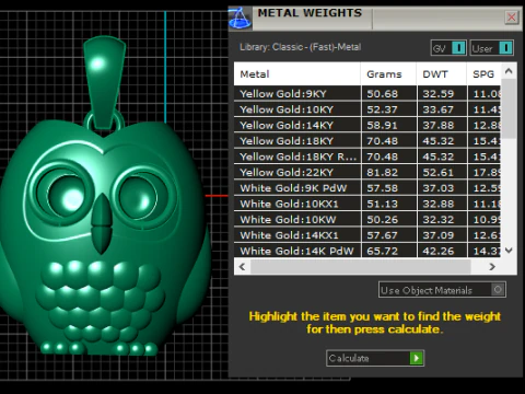 Gouden Uil hanger 3D printbaar model 3D printmodel