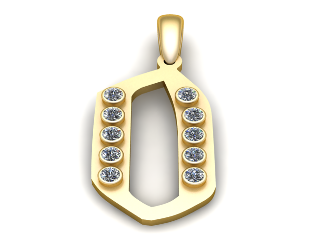 알파벳 O 펜던트 3D 인쇄 가능한 모델 3D 프린트 모델 .c4d .max .obj .3ds .fbx .stl .blend 