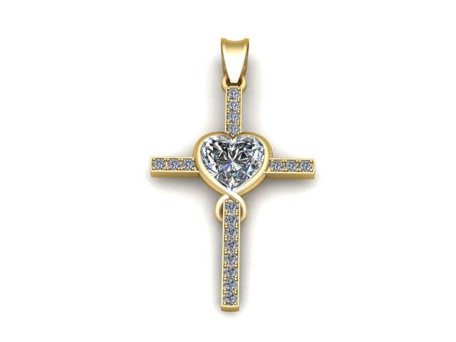 Cross Heart Pendant 3D Printable Model 3D Print Model .c4d .max .obj .3ds .fbx .stl .blend