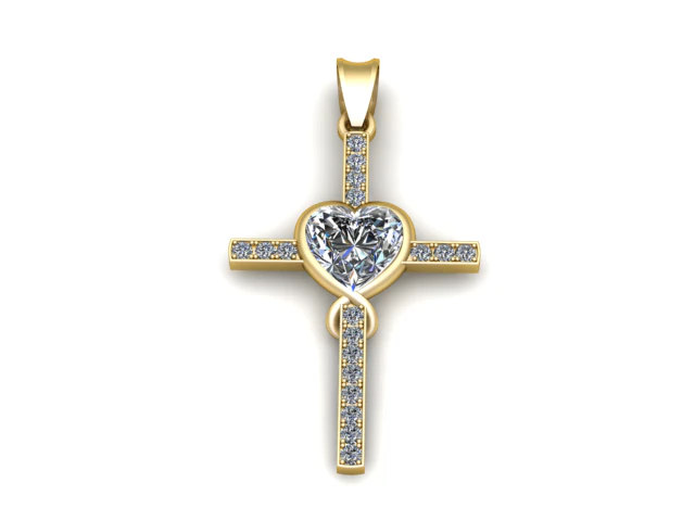 Cross Heart Pendant 3D Printable Model 3D Print Model .c4d .max .obj .3ds .fbx .stl .blend 
