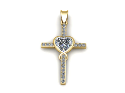 Cross Heart Pendant 3D Printable Model 3D Print Model