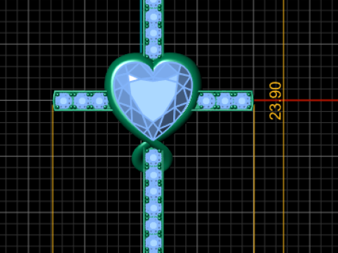 크로스 하트 펜던트 3D 인쇄 가능 모델 3D 프린트 모델