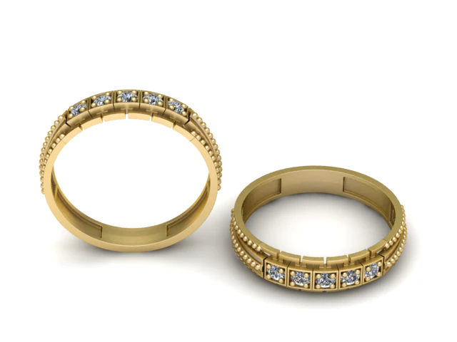Golden Diamond Band Ring 3D Printable Model 3D Print Model .c4d .max .obj .3ds .fbx .stl .blend 