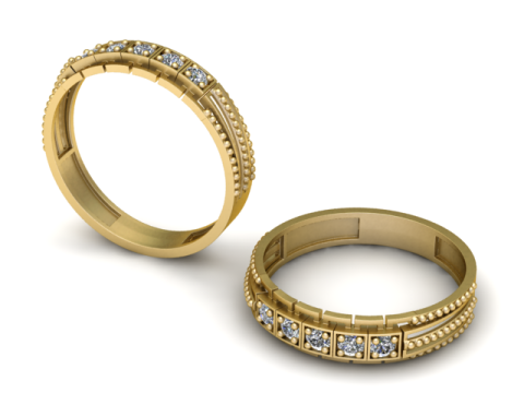 गोल्डन डायमंड बैंड रिंग 3डी प्रिंट करने योग्य मॉडल 3D प्रिंट मॉडल