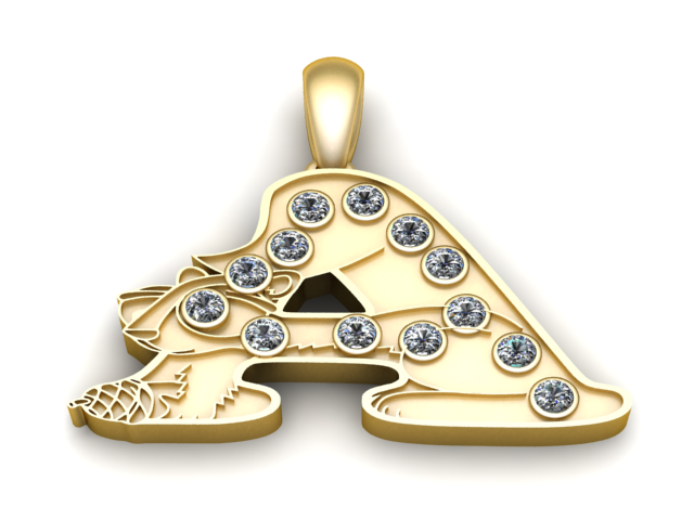 3D-модель для друку з підвіскою буква А 3D Принт Модель .c4d .max .obj .3ds .fbx .stl .blend