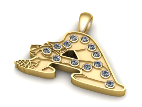 3D-модель для друку з підвіскою буква А 3D Принт Модель