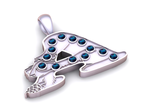 3D-модель для друку з підвіскою буква А 3D Принт Модель