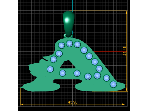 3D-модель для друку з підвіскою буква А 3D Принт Модель