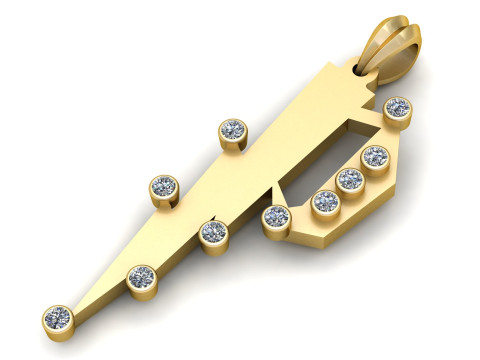 Model Cetak 3D Liontin Huruf P Model Cetak 3D