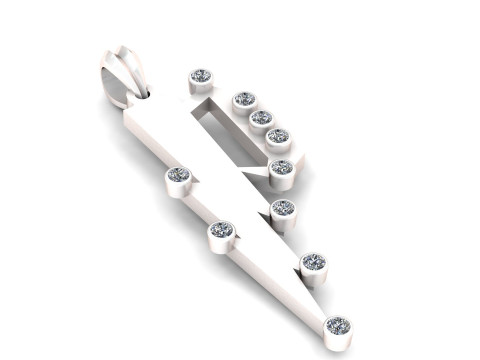 Model Cetak 3D Liontin Huruf P Model Cetak 3D