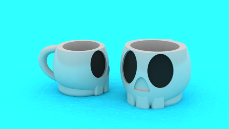 Tasse de bloc de crâne modèle imprimable en 3D Modèles 3D en vedette .c4d .max .obj .3ds .fbx .stl .blend 