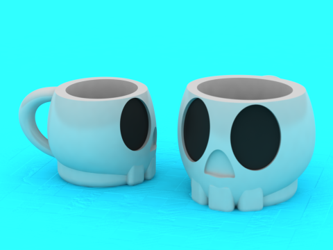 Model Cetak 3D Mug Blok Tengkorak Model Cetak 3D