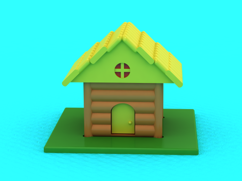 Modello stampabile 3D della casa in legno del villaggio dei cartoni animati Modello di stampa 3D