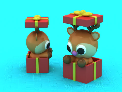 CHRISTMAS DEER ANIMAL TOY 3D Printable Model 3D Print Model