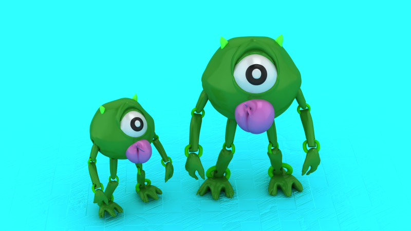 Modelo para impressão 3D de brinquedo monstro verde Modelo de Impressão 3D .c4d .max .obj .3ds .fbx .stl .blend 