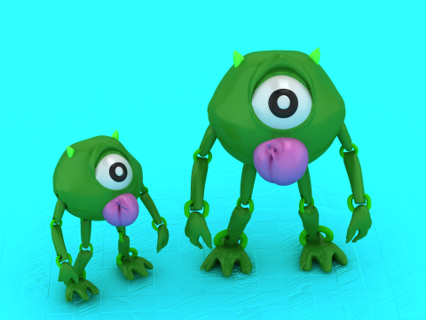 3D-модель для друку Green Monster Toy 3D Принт Модель