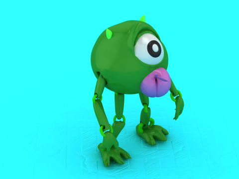 Modelo para impressão 3D de brinquedo monstro verde Modelo de Impressão 3D
