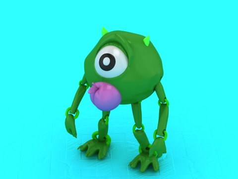 Modelo para impressão 3D de brinquedo monstro verde Modelo de Impressão 3D