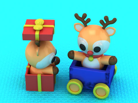 Різдвяна іграшка з двома оленями 3D-модель для друку 3D Принт Модель