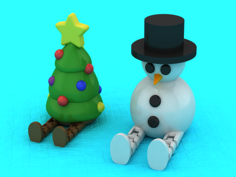 Christmas Tree and Snowman 3D Printable Model 3D Print Model
