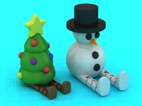 크리스마스 트리와 눈사람 3D 인쇄 가능 모델 3D 프린트 모델
