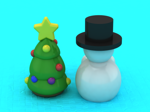 크리스마스 트리와 눈사람 3D 인쇄 가능 모델 3D 프린트 모델