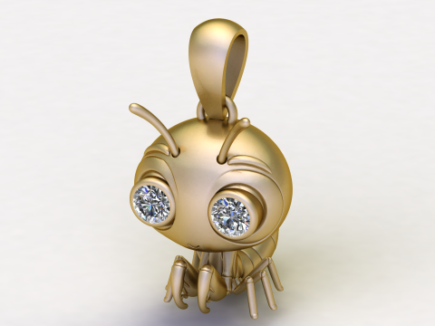 3D-модель ювелірного виробу для друку з милим жуком 3D Принт Модель