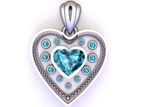 Modèle de bijoux imprimable en 3D avec pendentif halo de coeur élégant Modèles 3D en vedette