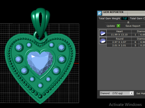 Modèle de bijoux imprimable en 3D avec pendentif halo de coeur élégant Modèles 3D en vedette