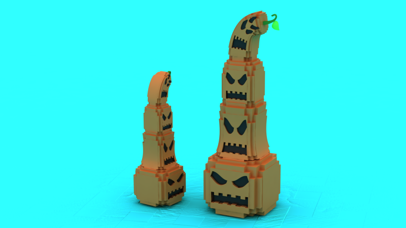 Modelo imprimível em 3D do brinquedo empilhado da torre do monstro da abóbora Modelo de Impressão 3D .c4d .max .obj .3ds .fbx .stl .blend 