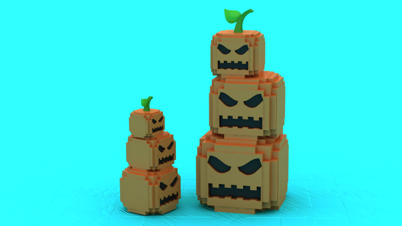 Halloweenowy dyniowy potwór z wieżą Zabawkowy model 3D do druku Model do druku 3D .c4d .max .obj .3ds .fbx .stl .blend 