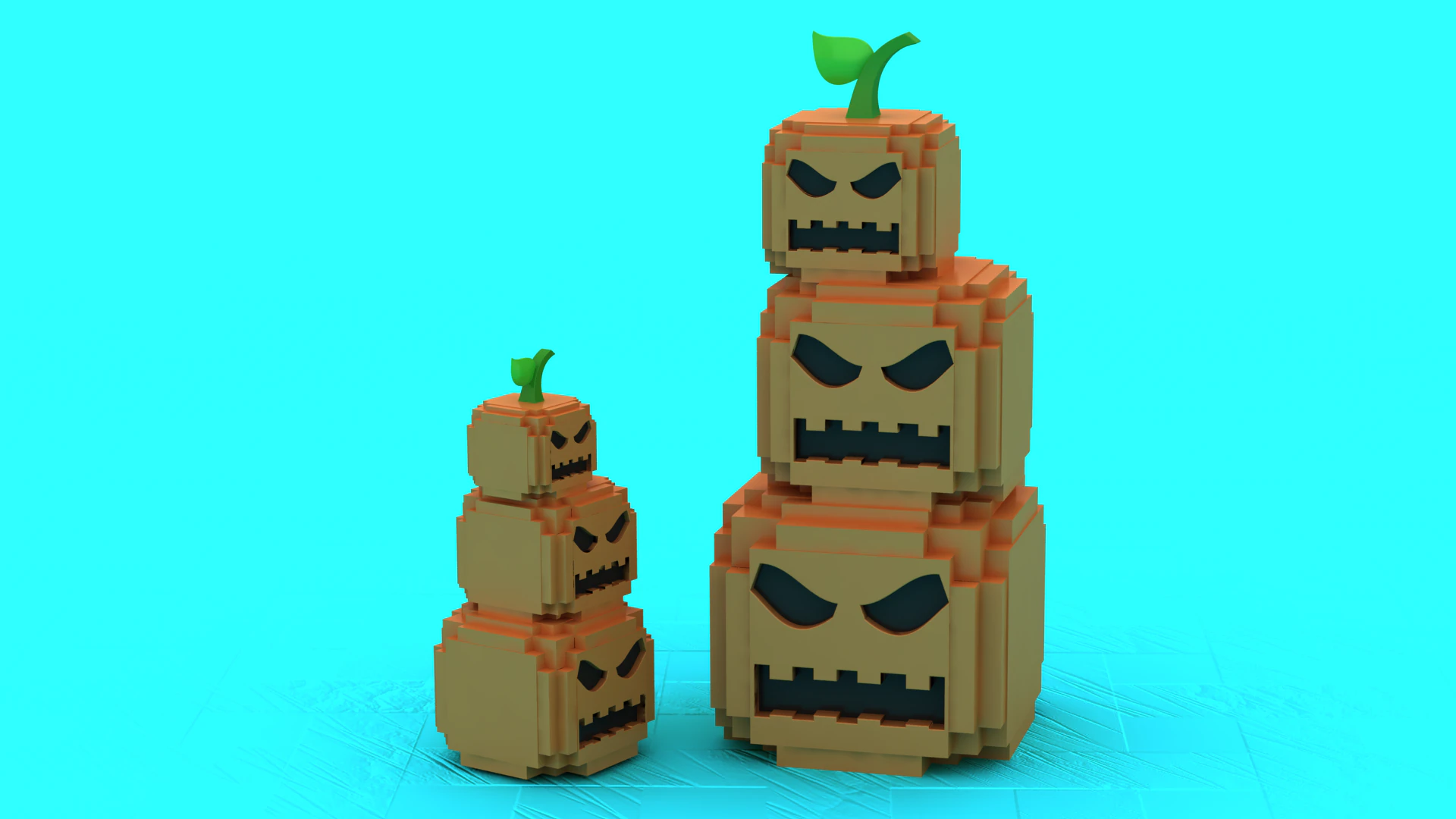 Halloween Pumpkin Monster Tower Toy 3D Printable Model 3D Print Model .c4d .max .obj .3ds .fbx .stl .blend 
